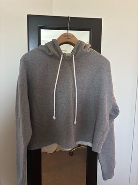 wild fable Gray Cropped Hoodie with Drawstring